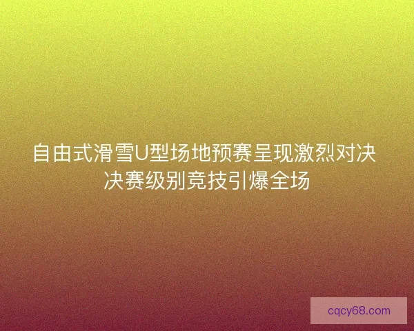 自由式滑雪U型场地预赛呈现激烈对决 决赛级别竞技引爆全场